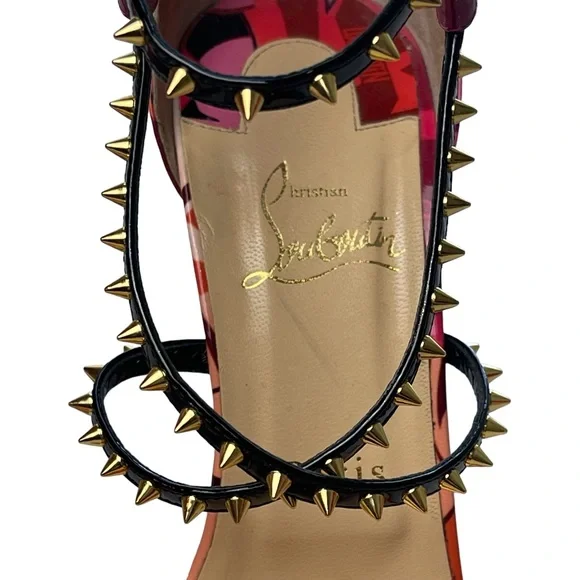 Christian Louboutin Spikes Choca Lux 120 Pat Metrograf Heels Sandals 39.5/9.5 - Picture 5 of 13